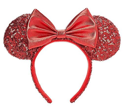 Disney Parks Minnie Mouse Sequined Ear Headband for Adults Red New with Tags